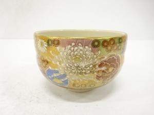 九谷焼　正峰造　金彩色絵　花尽くし　茶碗(保護箱付)